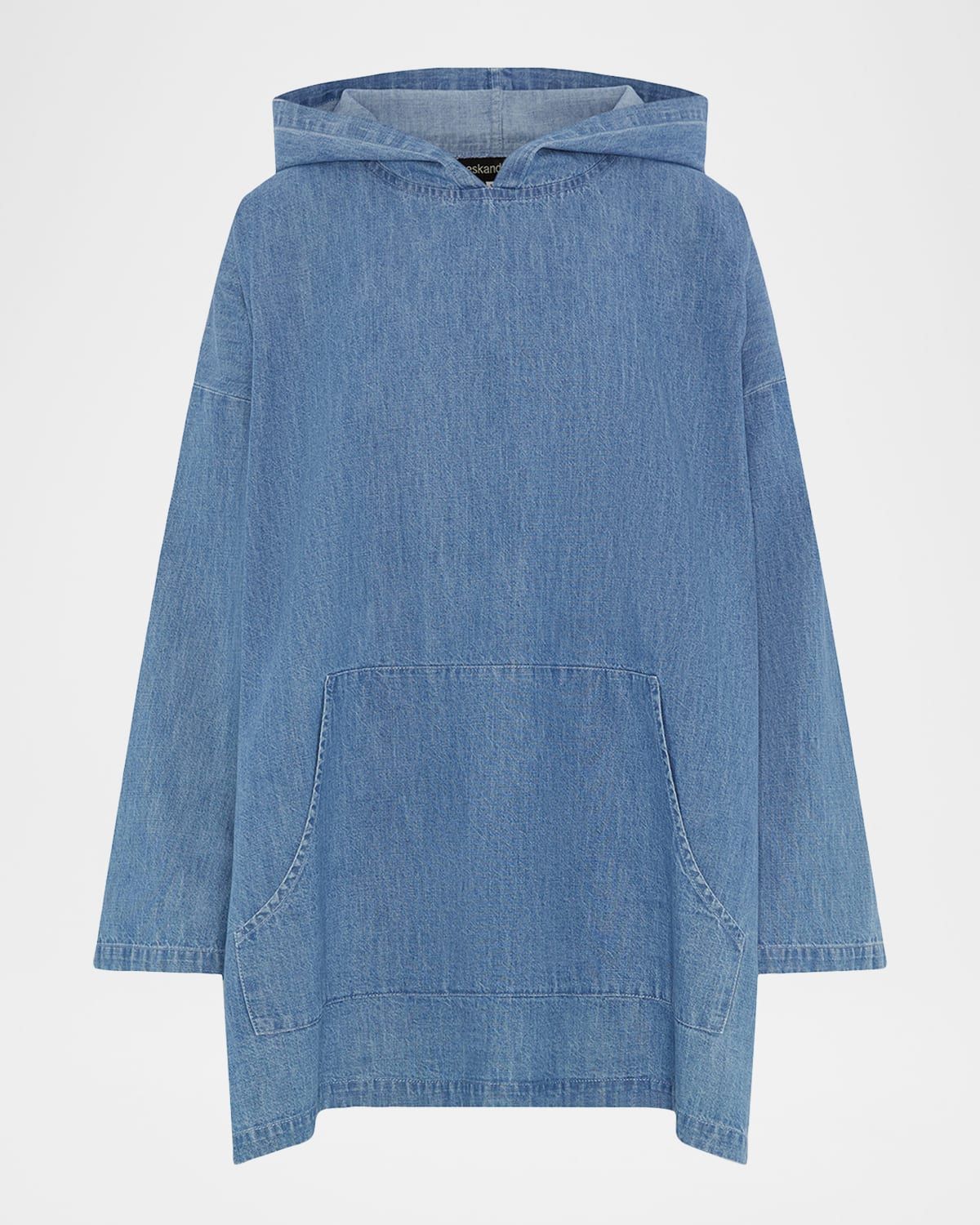 A-Line Hooded Cotton Denim Shirt