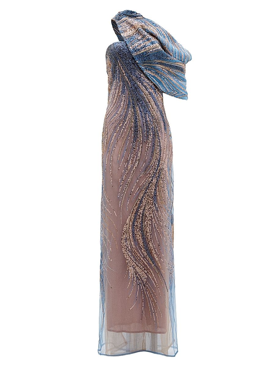 Women's Rayo De Luna One-Shoulder Gown - Blue Shadow - Size Large