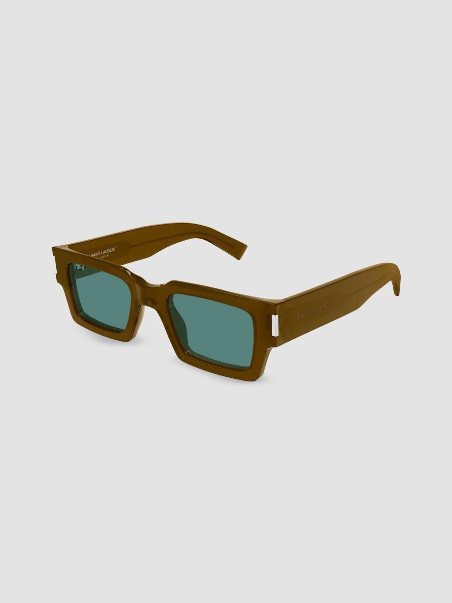 Saint Laurent Men's Squared Recycled Acetate Sunglasses - Brown