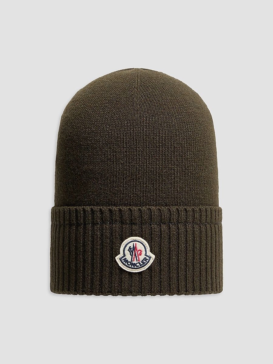 Men's Beanie Hat in Wool and Cashmere - Olive Green