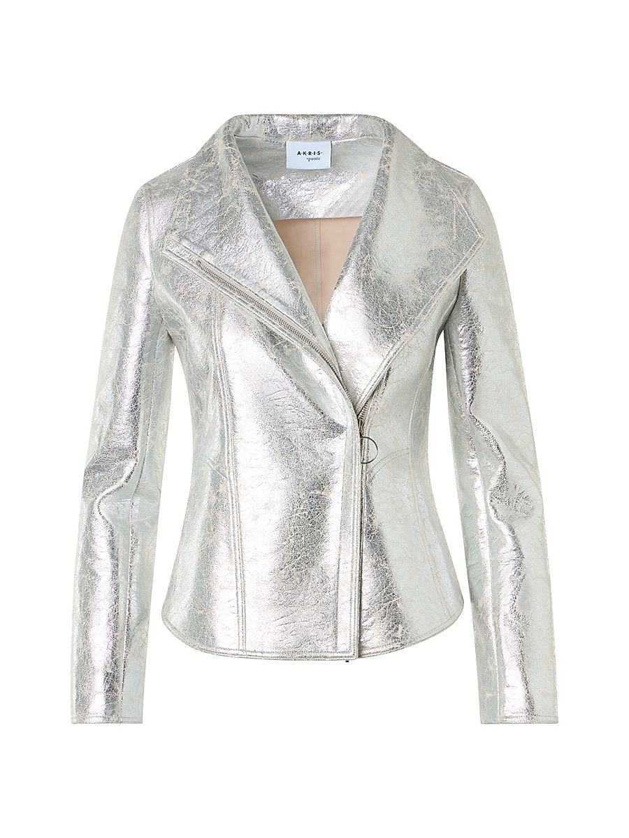 Women's Metallic Moto Jacket - Aluminum - Size 14
