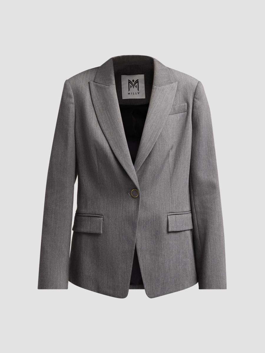Milly Women's Avery Peak-Lapel Blazer - Dark Grey - Size 0