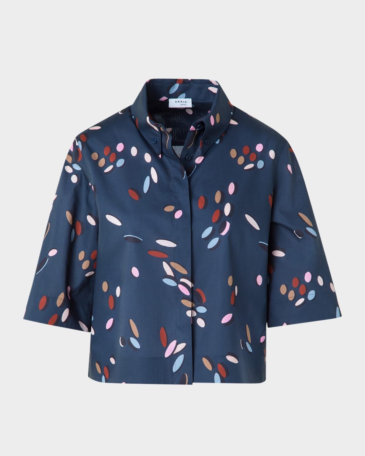 Dropping Dots Print Cotton Batiste Boxy Blouse