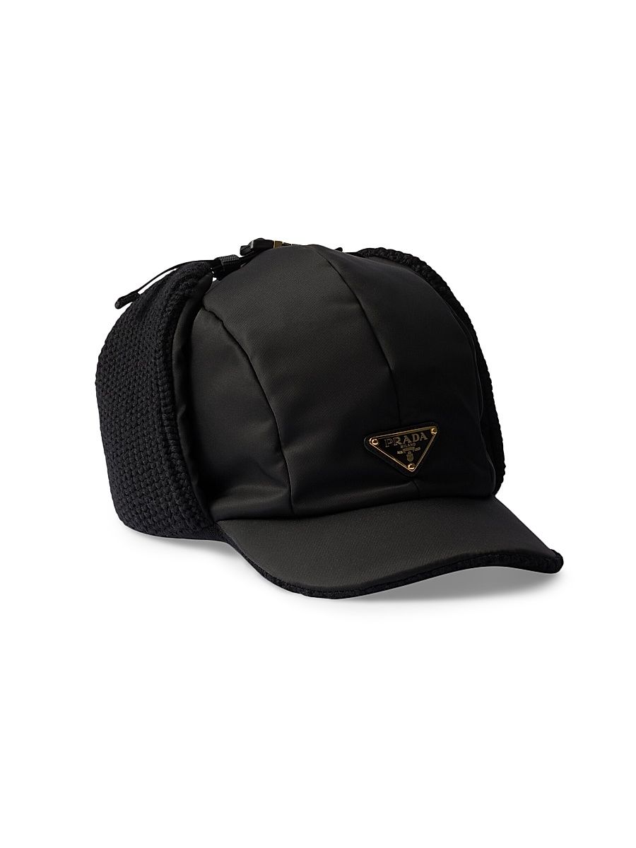 Women's Re-Nylon and Wool Trapper Hat - Black - Size Large