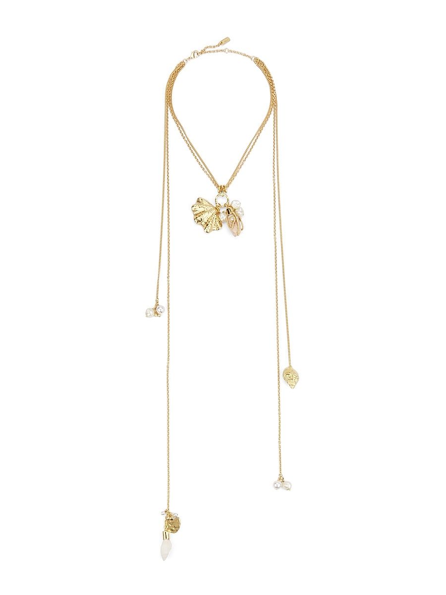 Women's Goldtone, Pearl & Shell Necklace - Vintage Gold