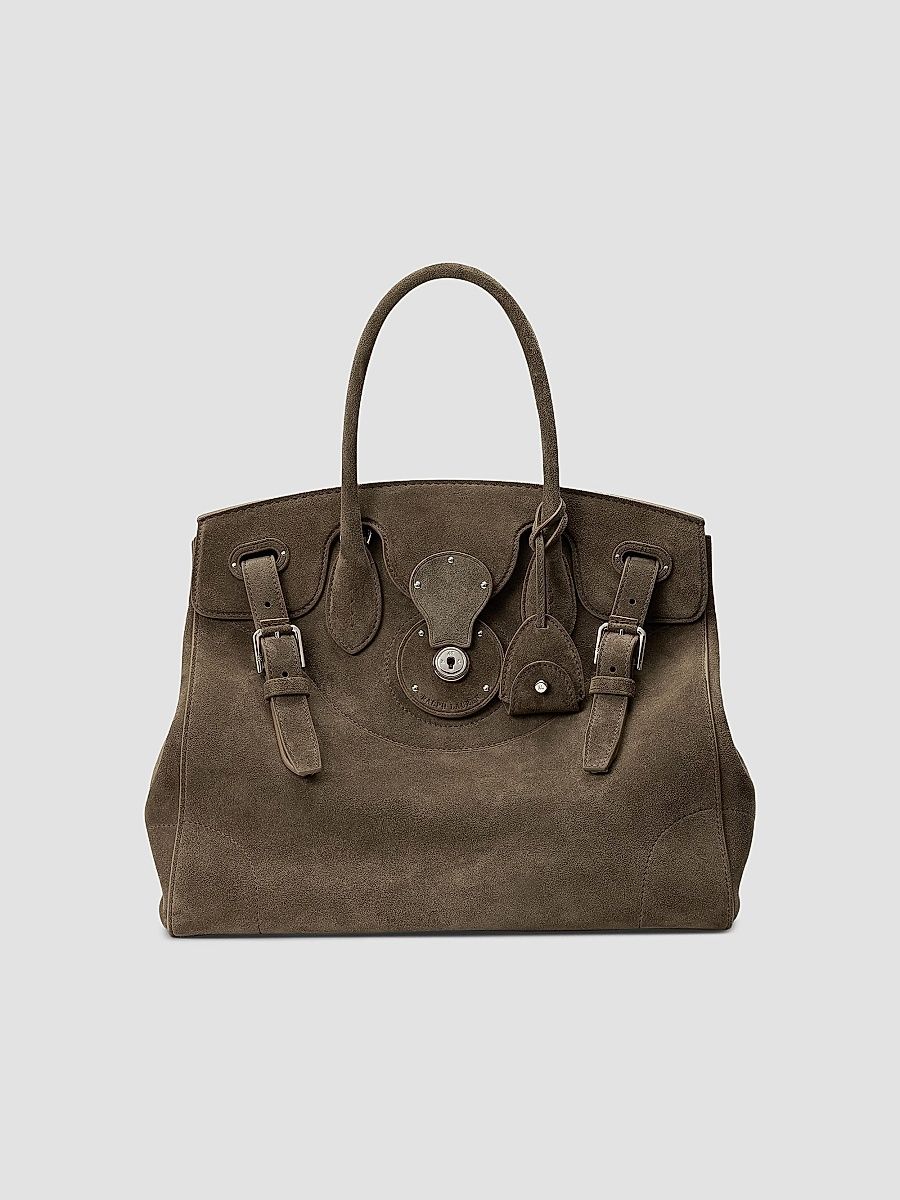 Ralph Lauren Collection Women's Extra-Soft Ricky 33 Suede Top Handle Bag - Dark Taupe
