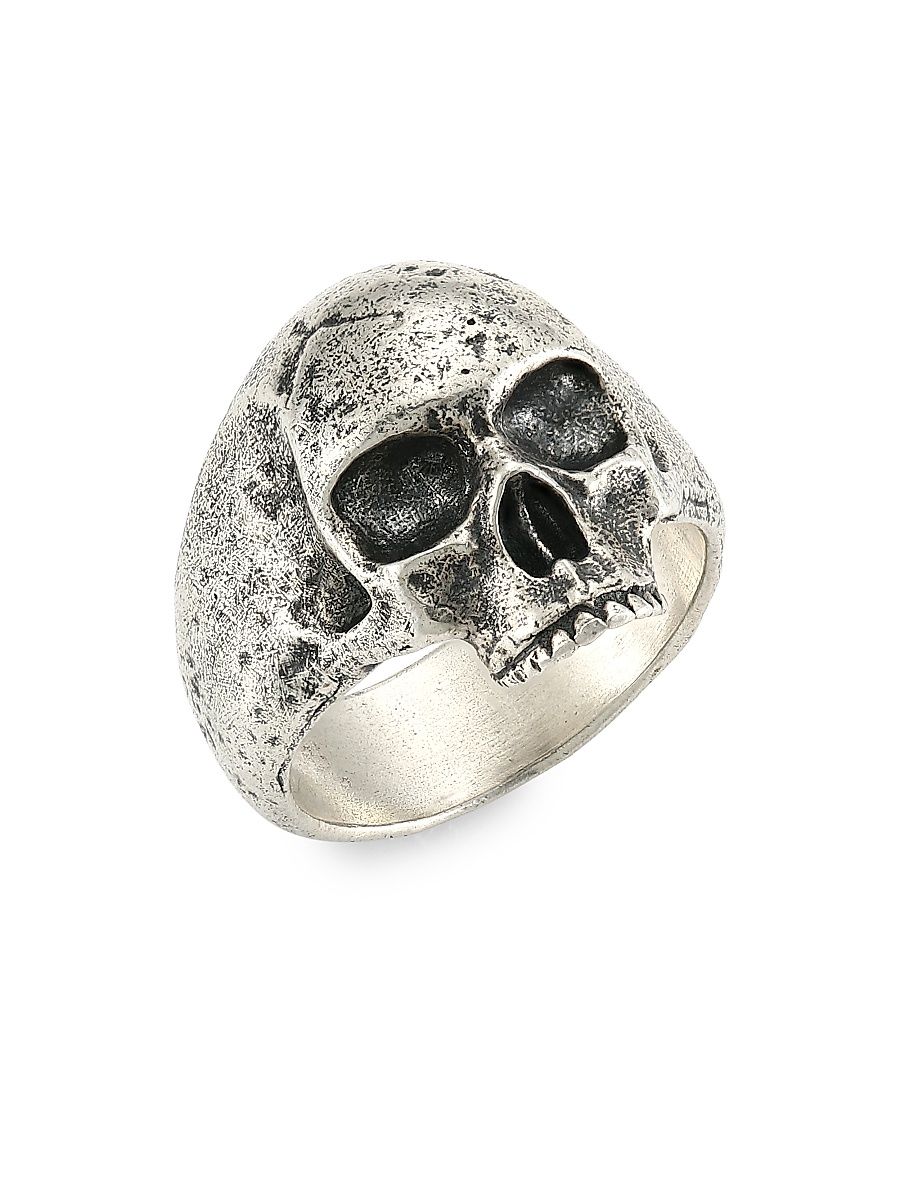 Men's Skulls & Daggers Silver Skull Ring - Silver - Size 10