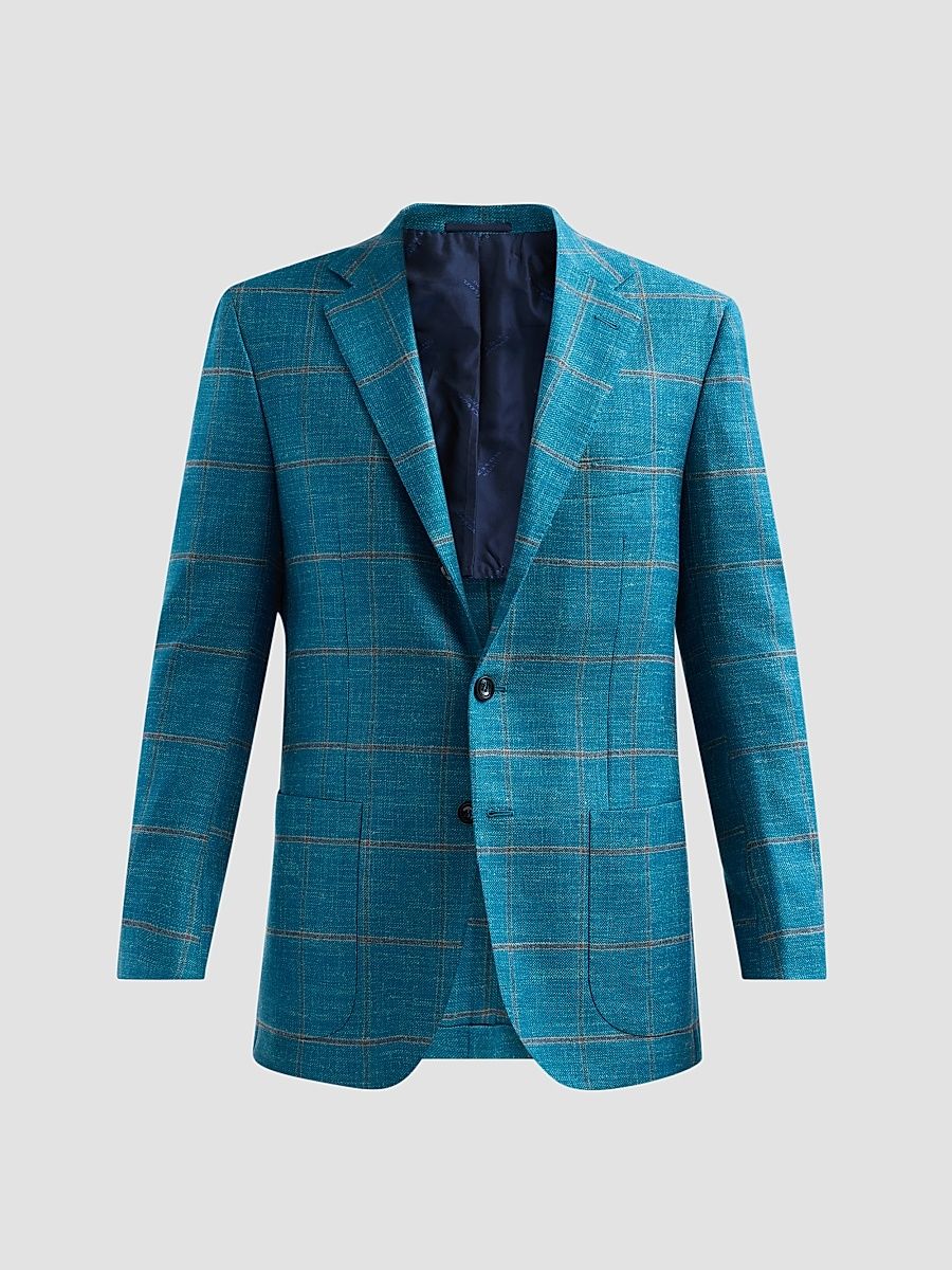 Men's Windowpane Checked Cashmere-Blend Sport Coat - Green - Size 44