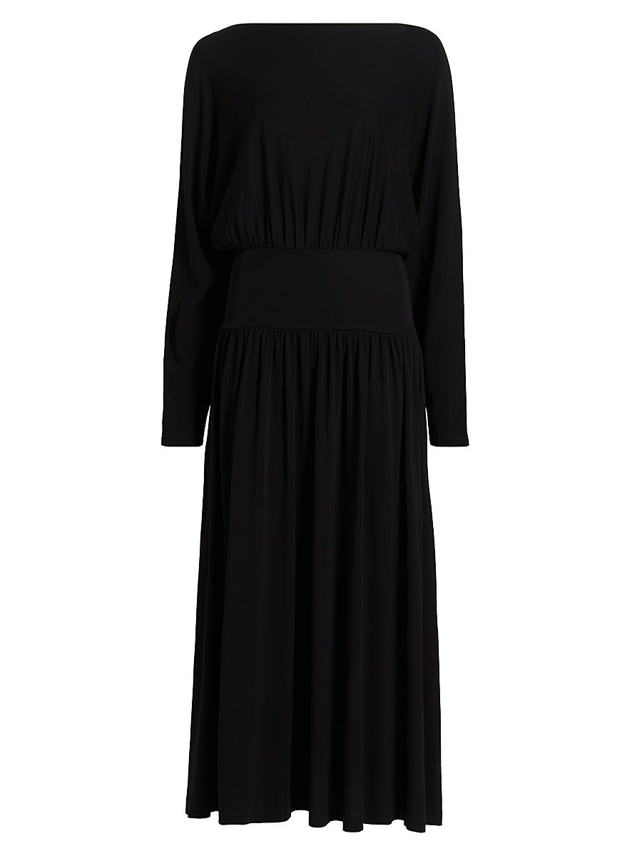 Women's Boatneck Jersey Maxi Dress - Black - Size XL