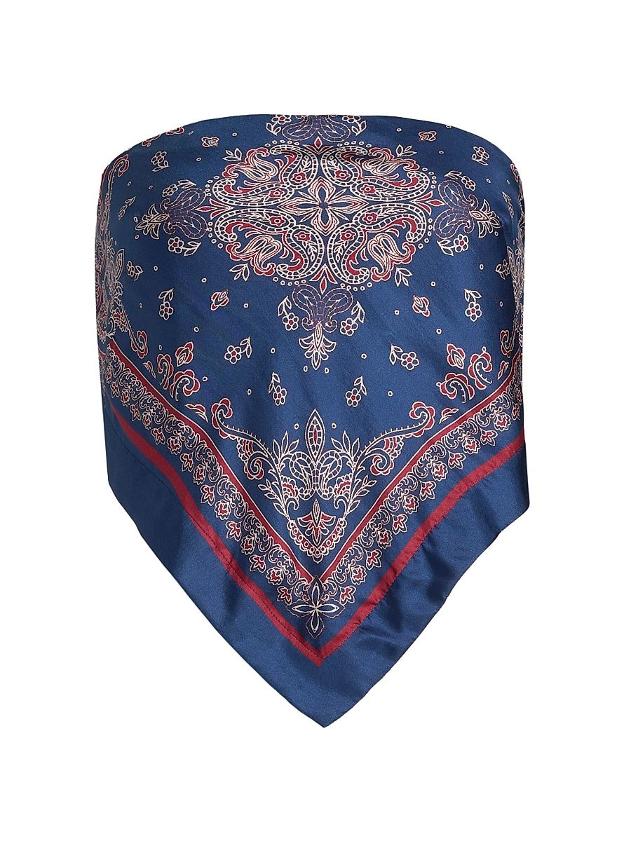 Women's Juli Printed Strapless Silk Camisole - Mariners Bandana - Size Large