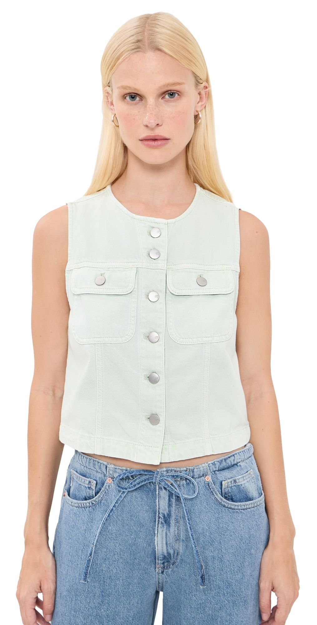 Madewell Madewell x Shopbop Cropped Denim Vest Storied Sea XL
