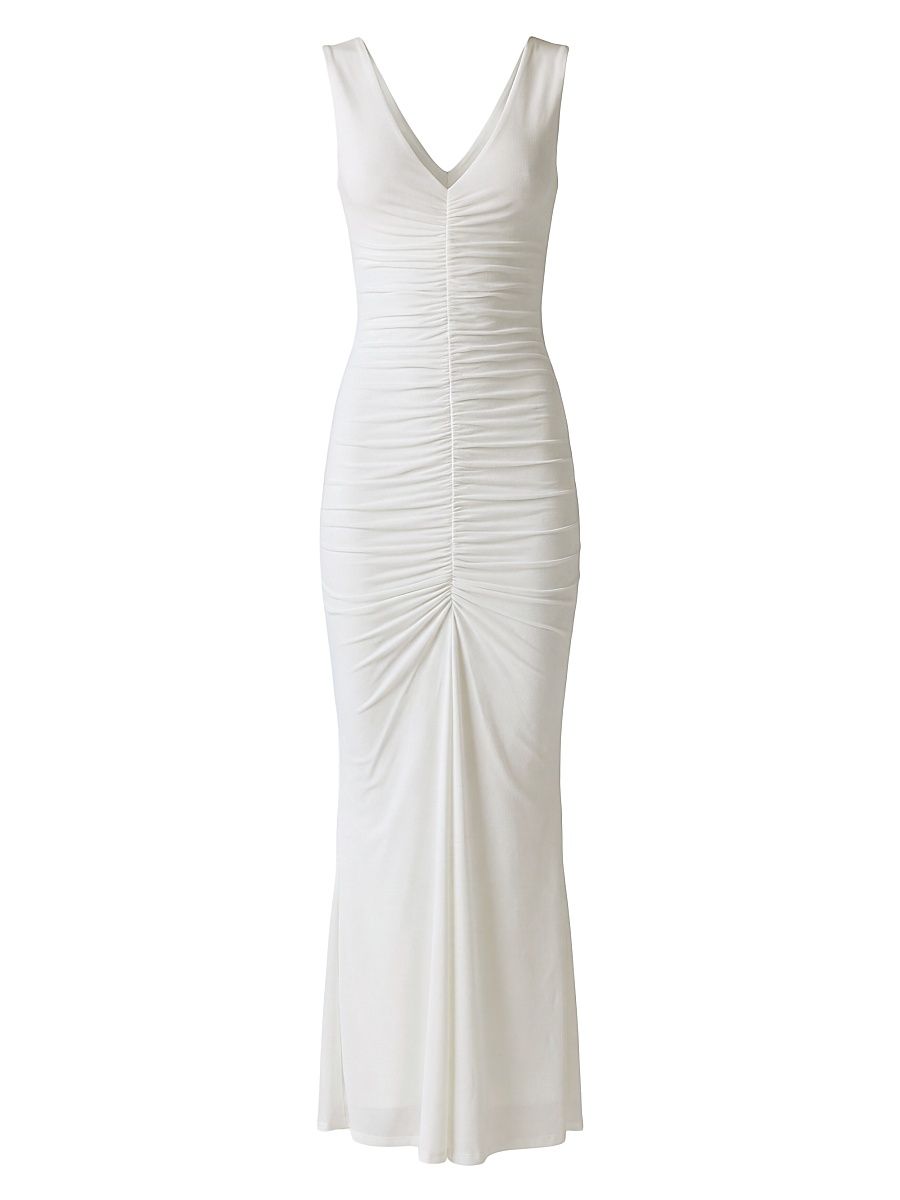 Women's Inez Sleeveless V-Neck Ruched Maxi Dress - Coconut - Size Large