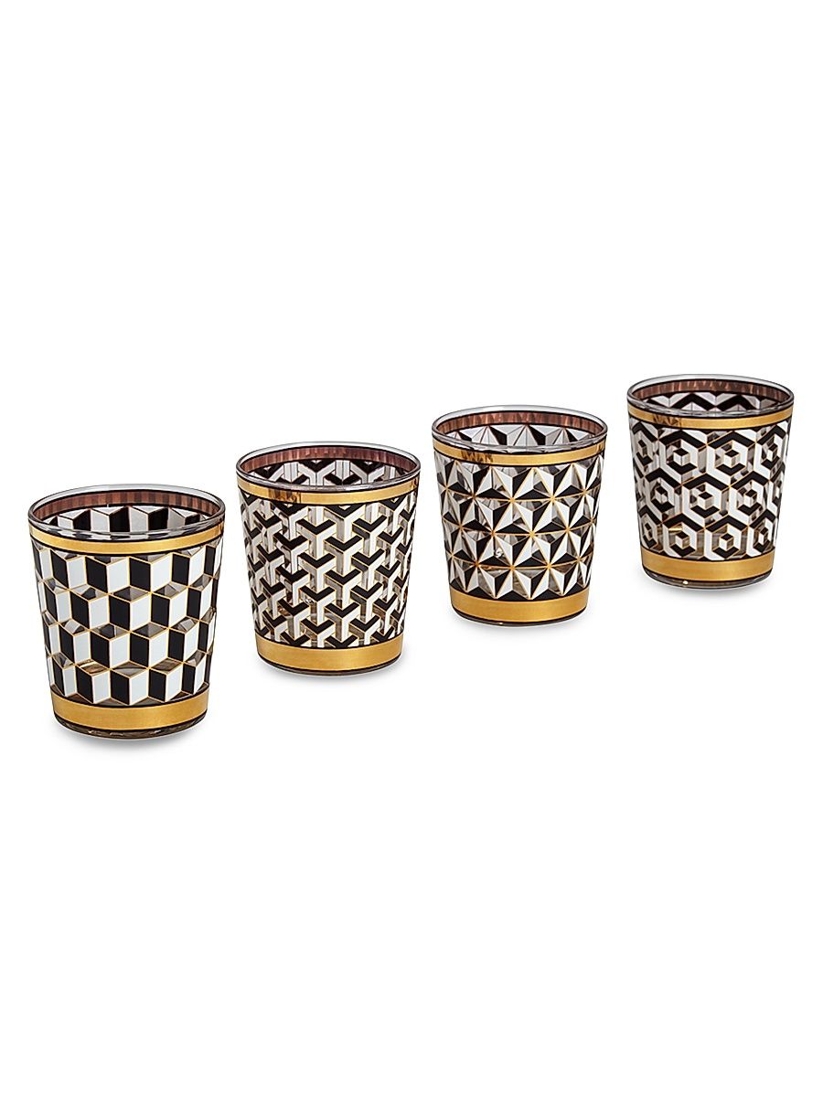 Jonathan Adler Versailles 4-Piece Glass Set - Black Gold