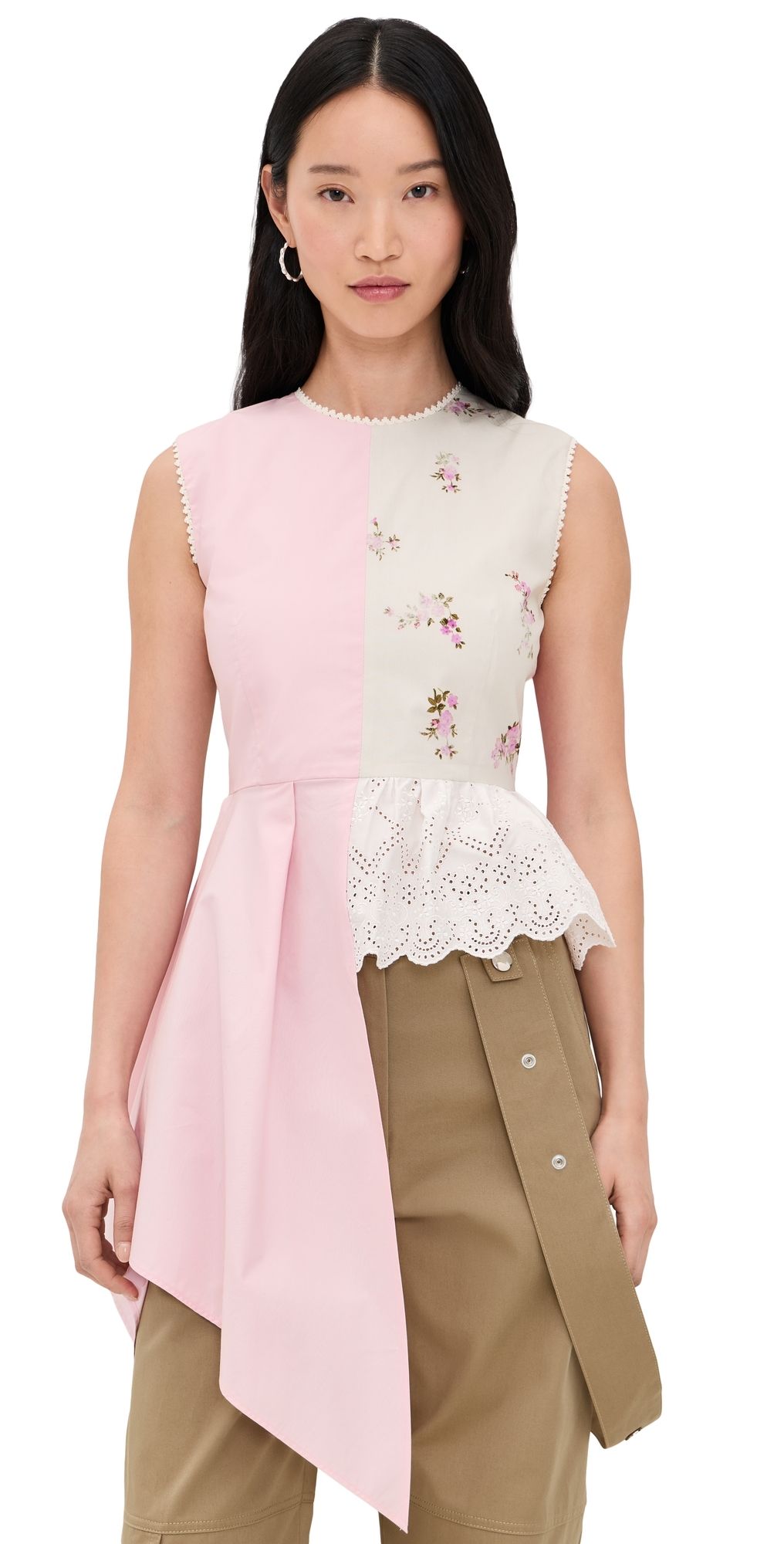 MSGM Asymmetrical Top Beige Pink 42