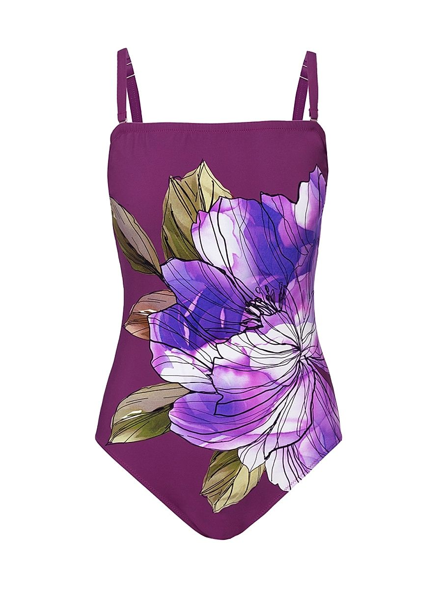 Women's Wild Flower One-Piece Swimsuit - Plum Multi - Size 12