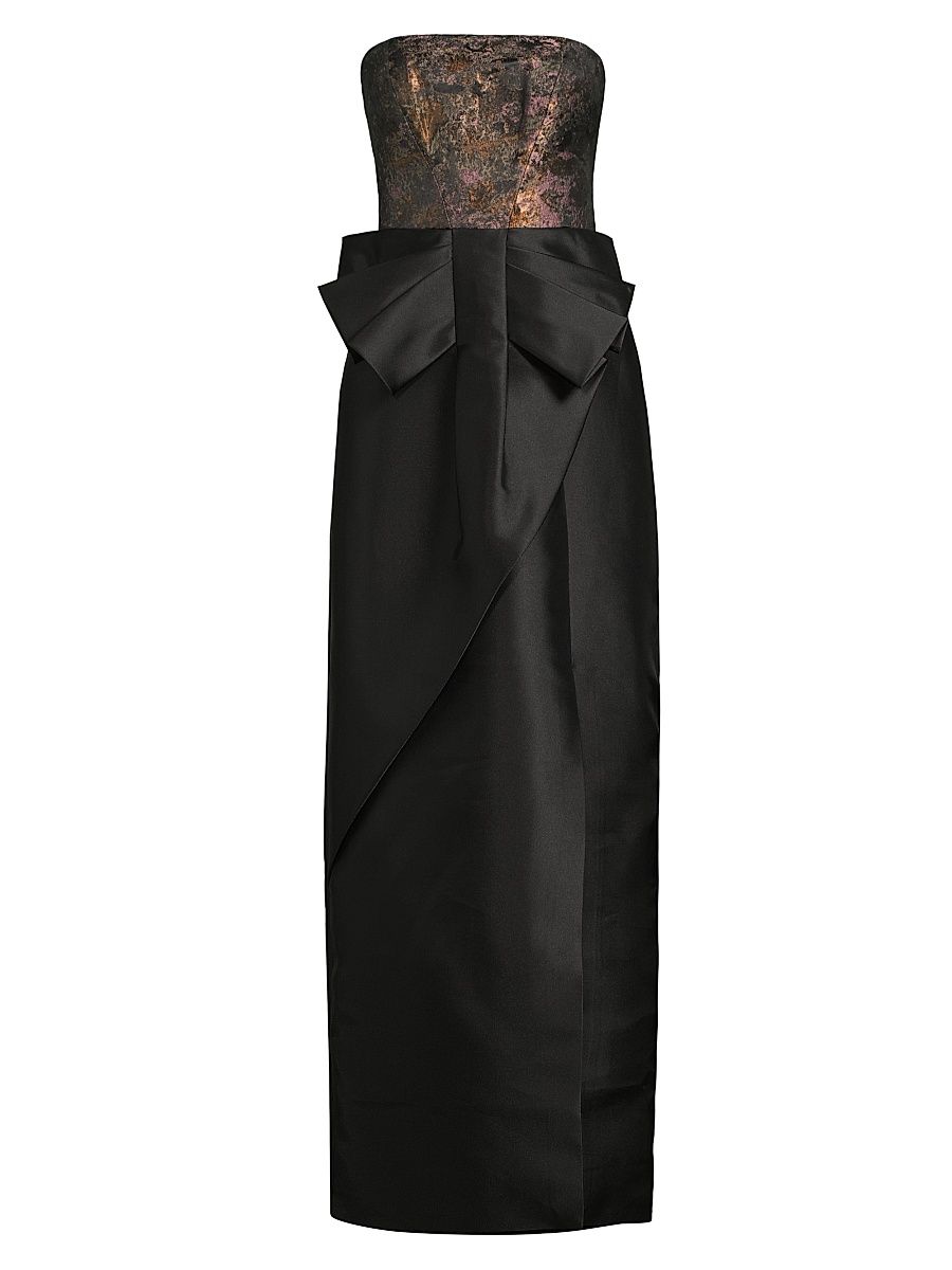 Women's Vanessa Metallic Strapless Column Gown - Carbon Multi - Size 14