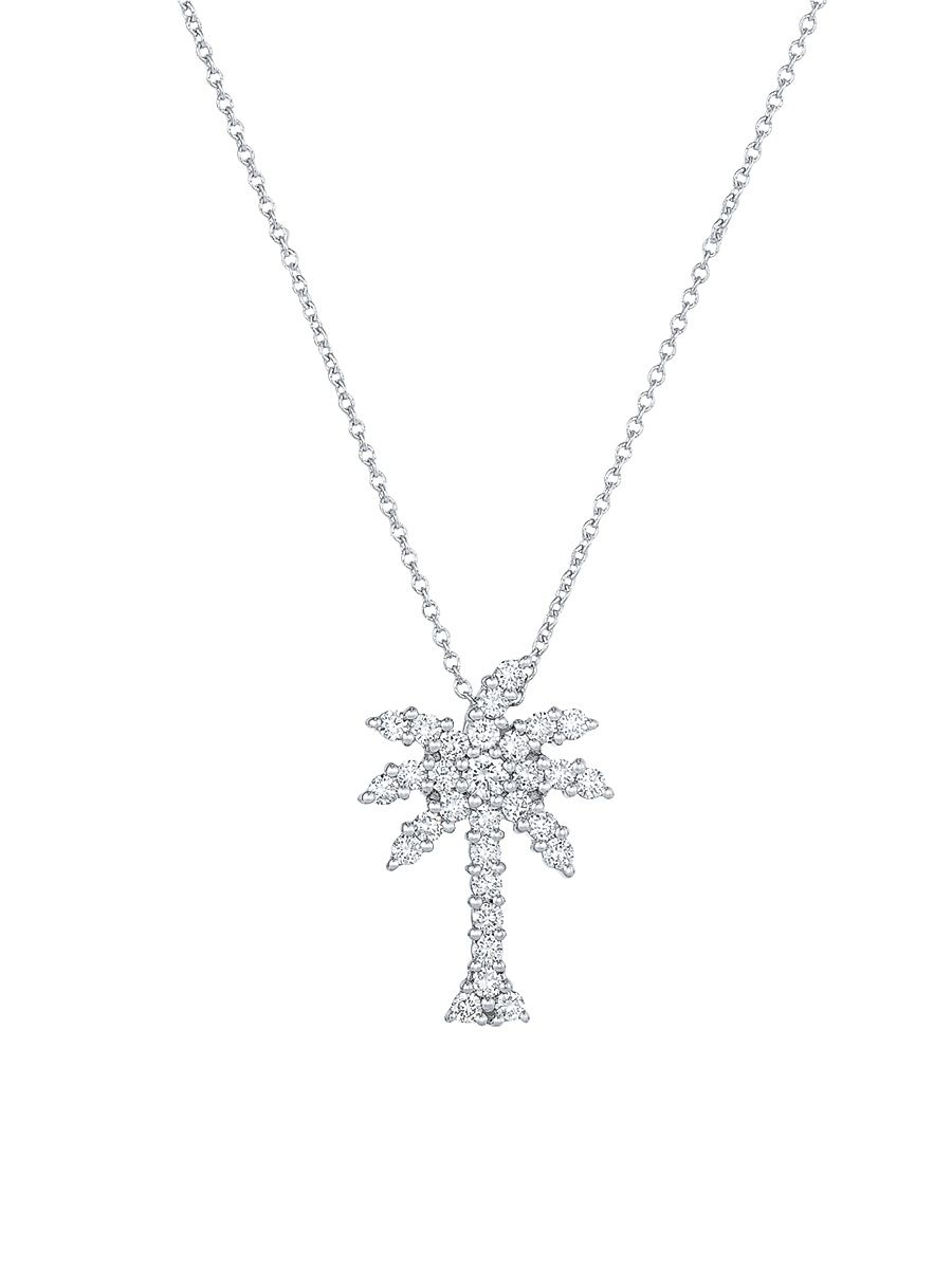 Women's Tiny Treasures 18K White Gold & Diamond Palm Tree Pendant Necklace - White Gold