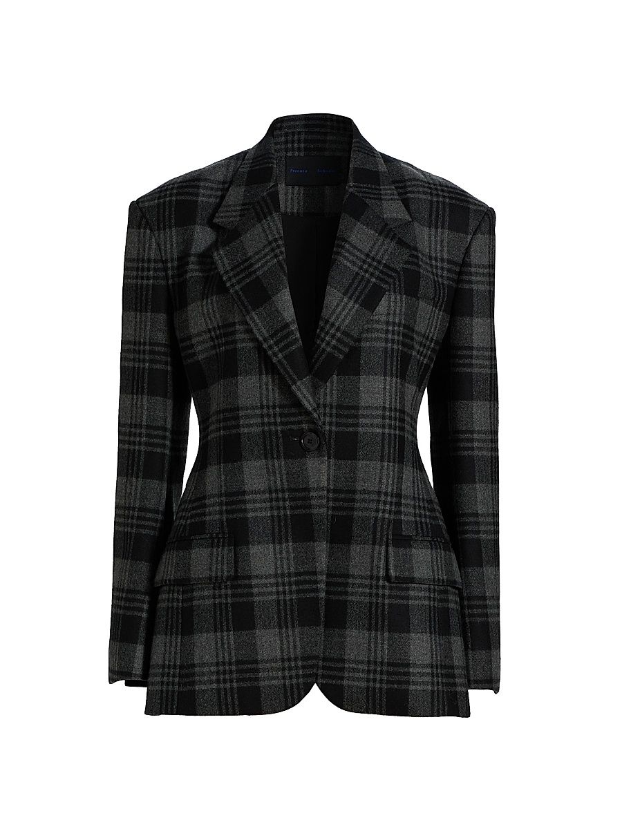 Women's Daria Plaid Cotton Blazer - Grey Multi - Size 10