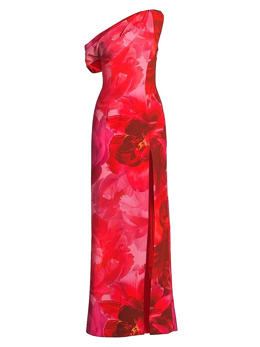 Women's Evara Floral One-Shoulder Gown - Rosewater Bloom - Size 10