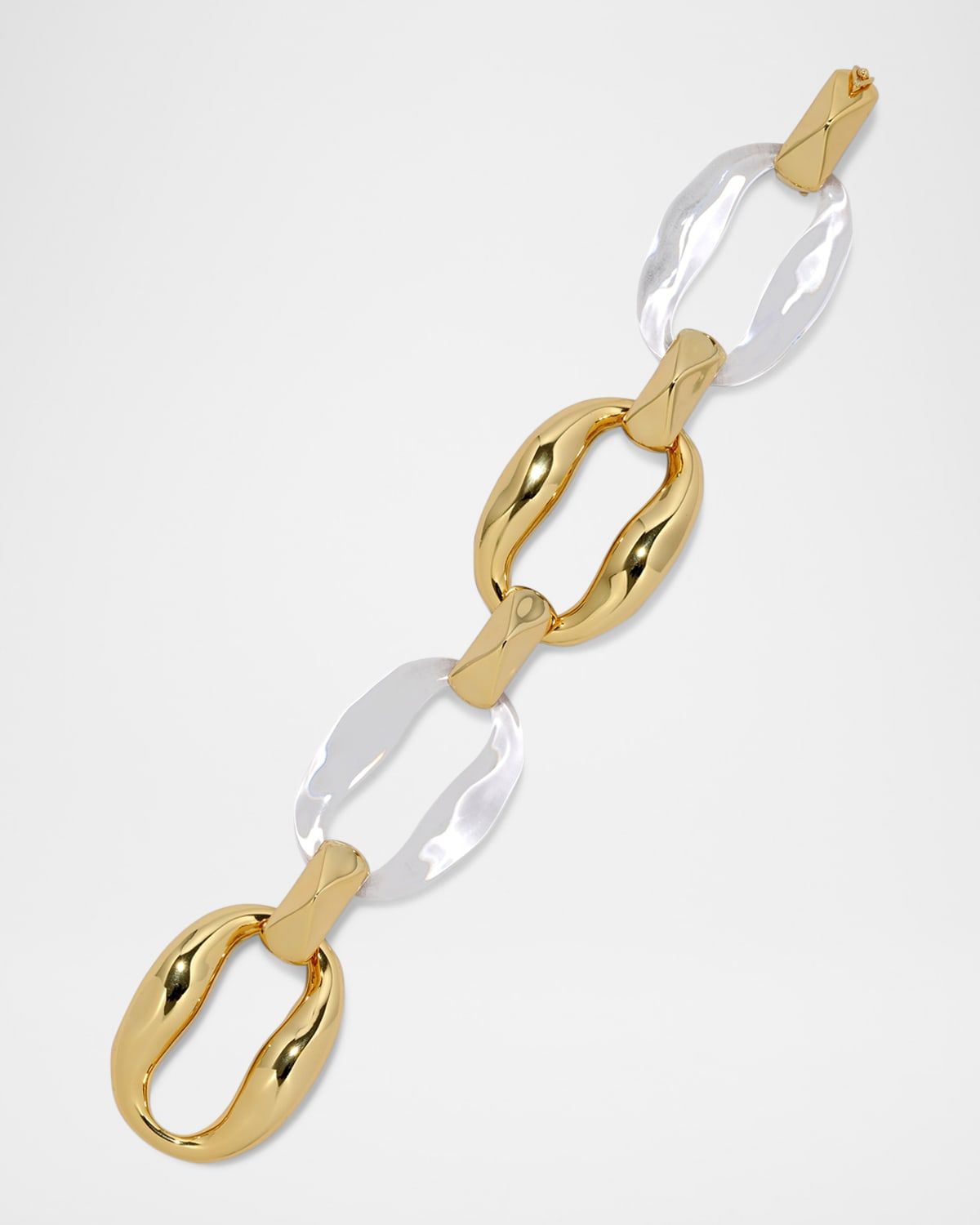 Liquid Lucite Gold Link Bracelet, Clear