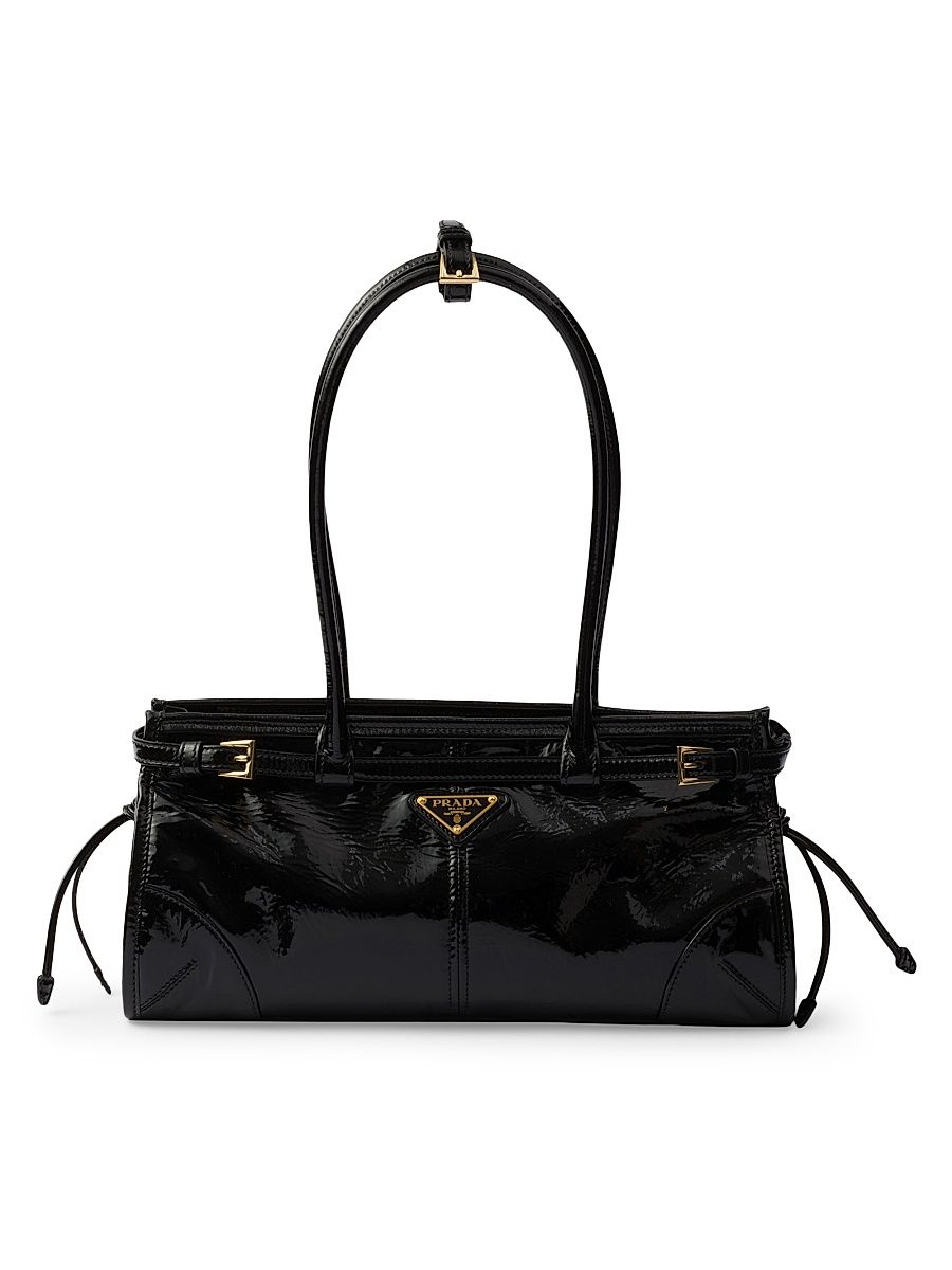 Women's Medium Naplak Patent Leather Handbag - Black