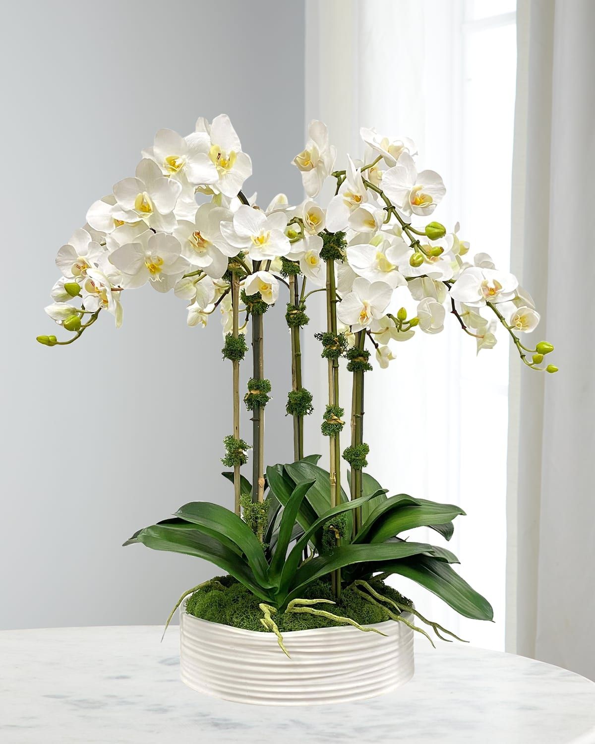 Orchid Faux Floral Arrangement in Coil Bowl