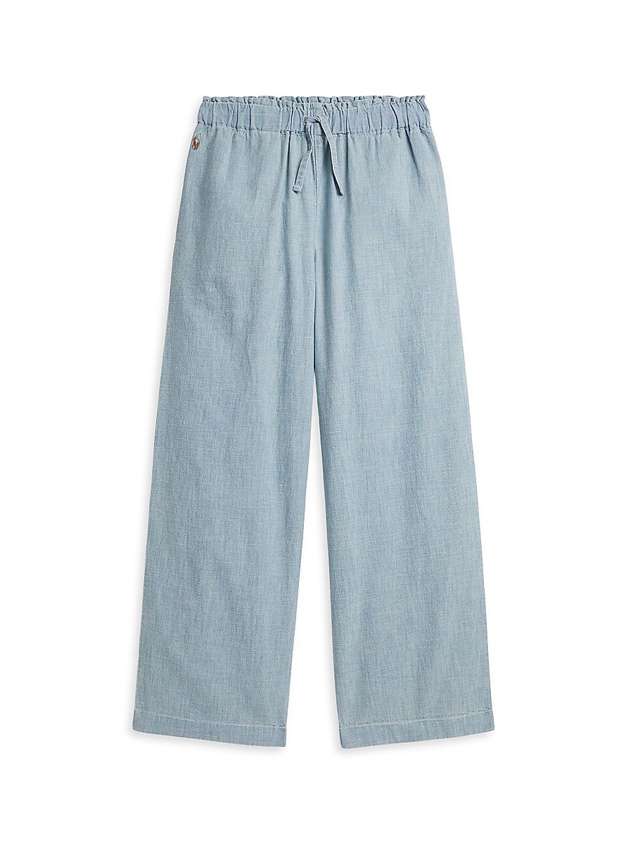 Little Girl's & Girl's Chambray Wide-Leg Pants - New Medium Wash - Size 16