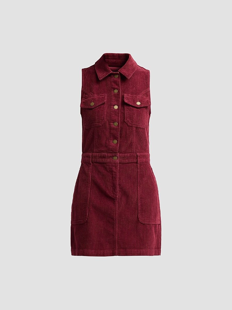 Ramy Brook Women's Peyton Stretch-Cotton Corduroy Mini Shirtdress - Cranberry - Size 14