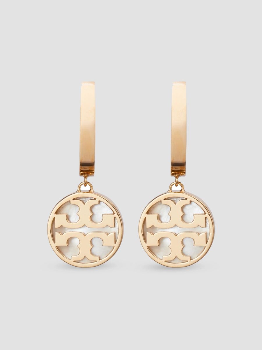 Tory Burch Women's 18K-Gold-Plated Stainless Steel & Mother-of-Pearl Huggie Earrings - Tory Gold