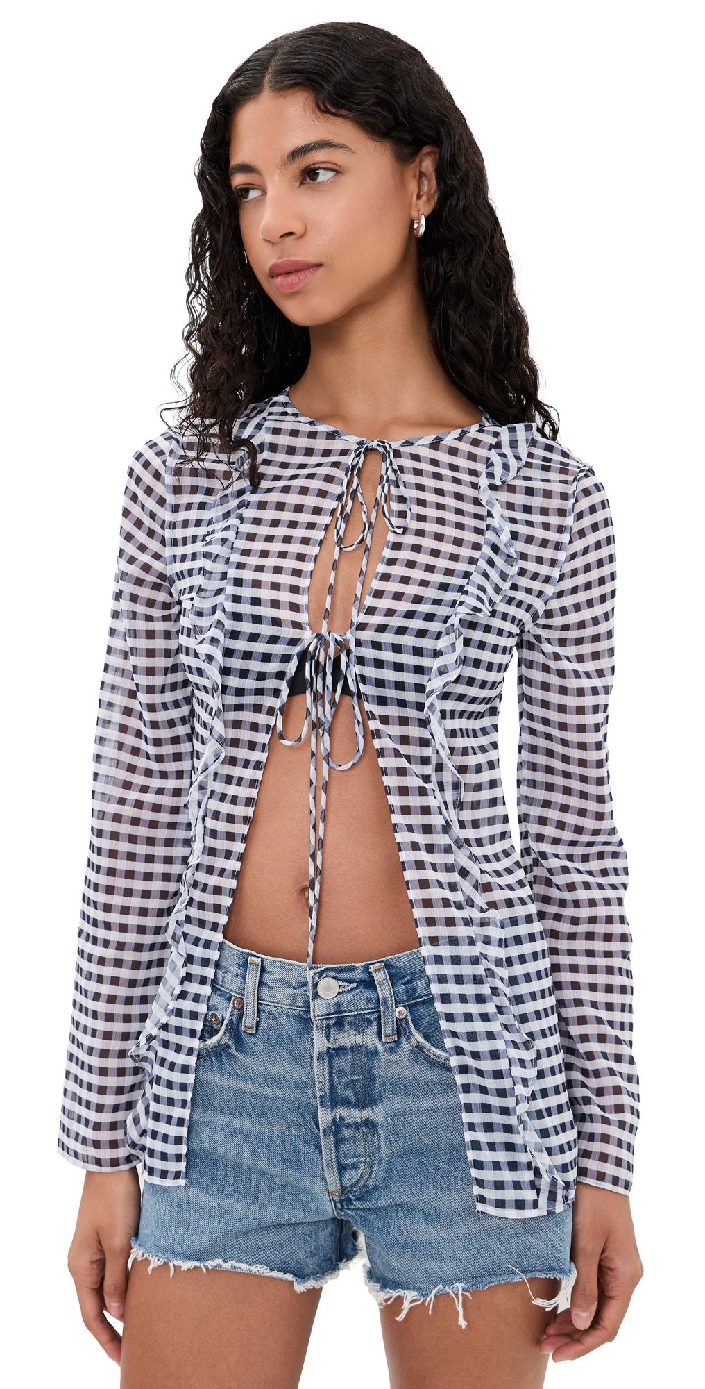 Lioness Barely There Tie Top NOIR CHECK XS