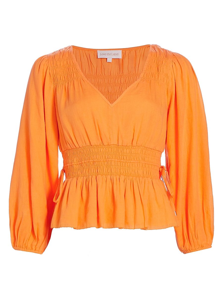 Women's Elle Cotton Peplum Top - Mango - Size Medium