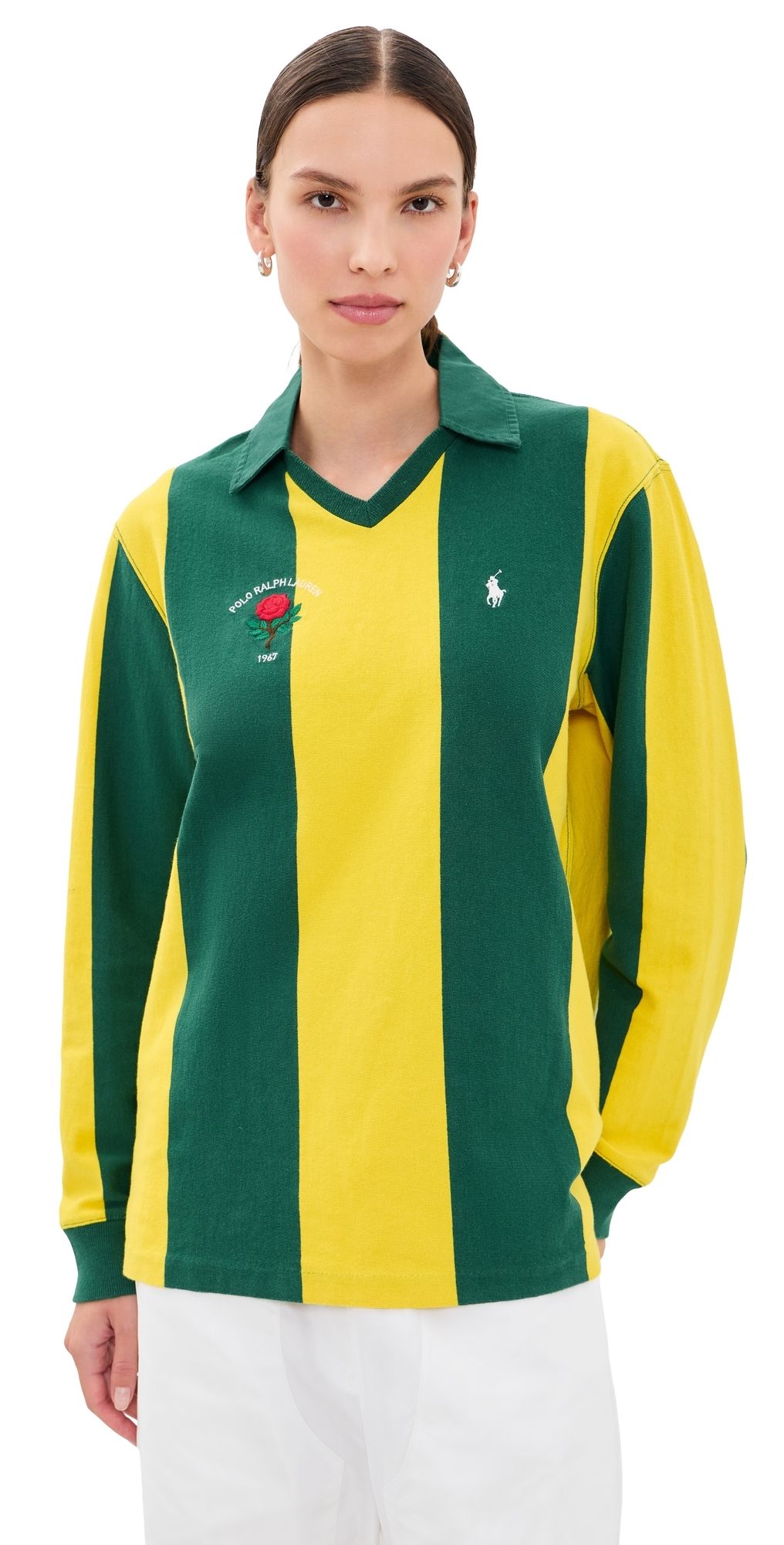 Polo Ralph Lauren Vintage Rugby Long Sleeve Polo Kelly Green/Canary Yellow XS