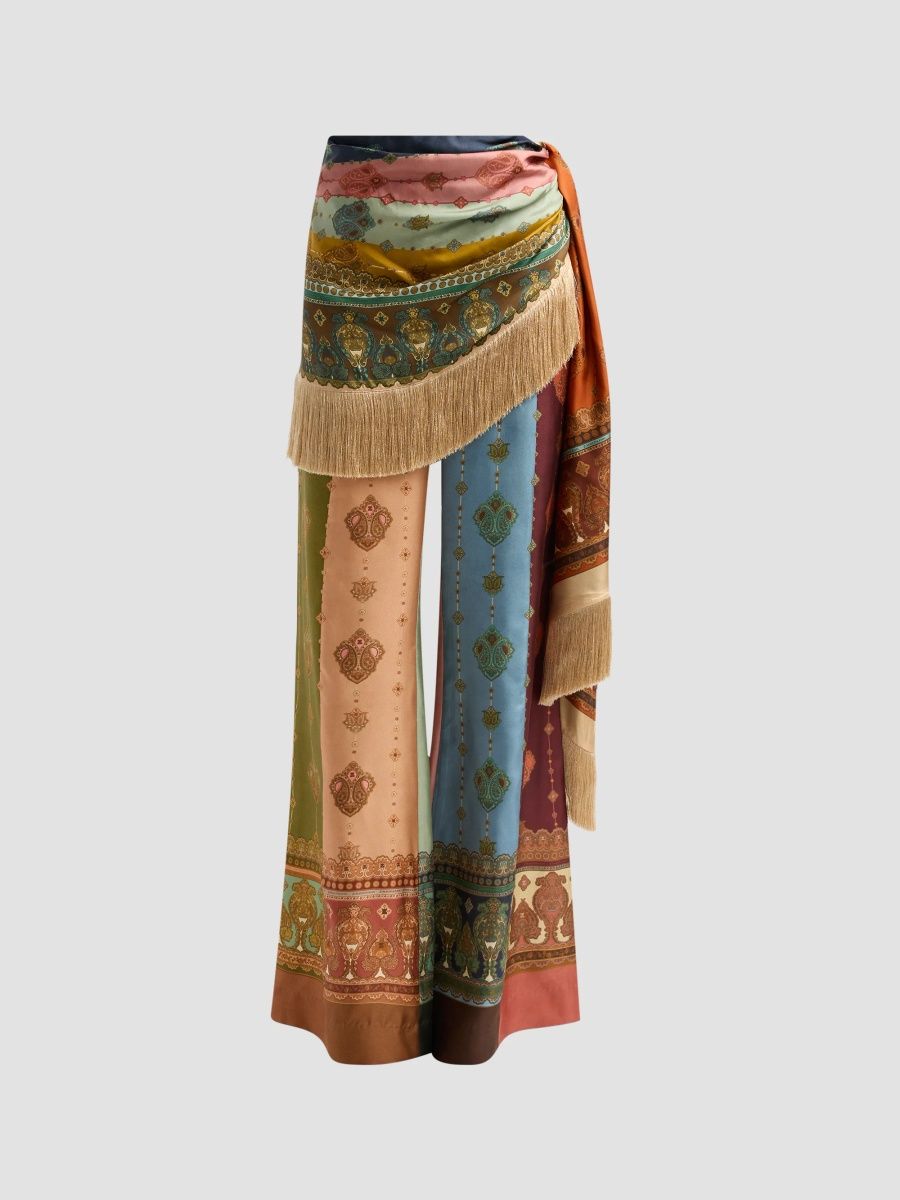 Zimmermann Women's Valiant Fringed Flare Pants - Spliced Prism - Size 2