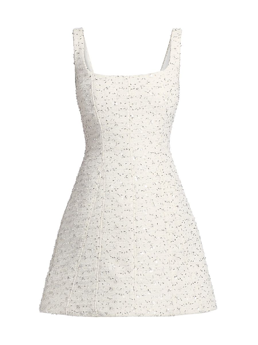 Women's Emery Beaded Tweed Minidress - Ivory Chrome - Size XL