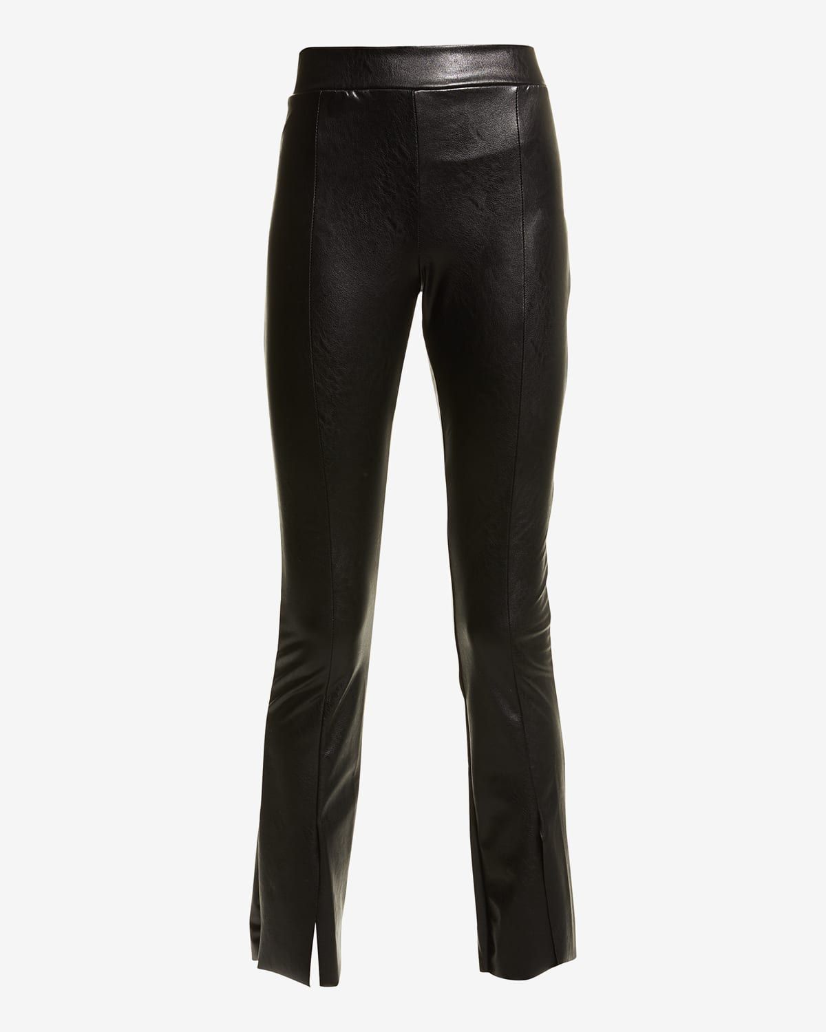 Faux-Leather Split-Front Pants