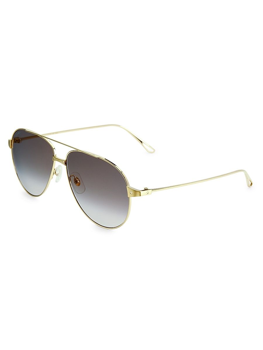 Women's Santos De Cartier 59MM Pilot Sunglasses - Grey Gold