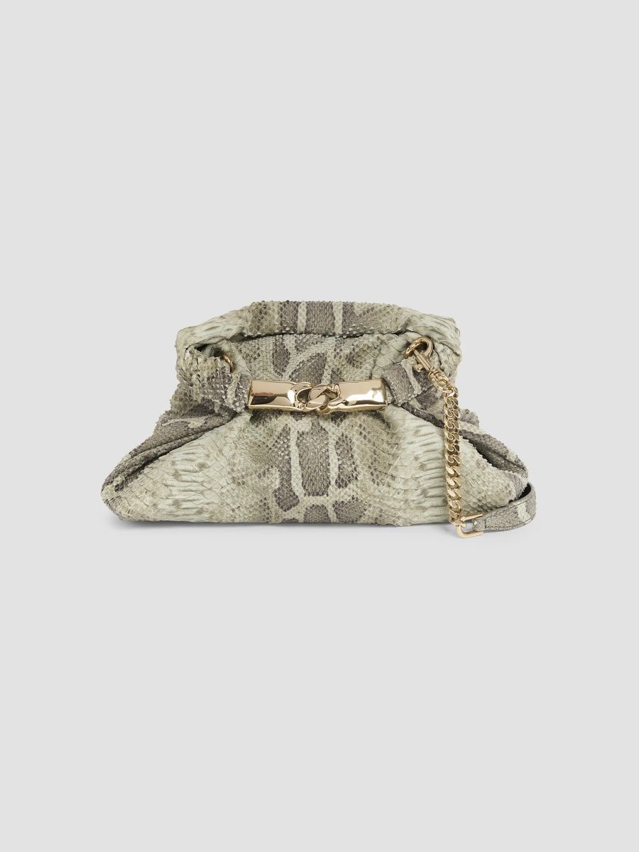 Balmain Women's Dinner At 8 Small Python-Embossed Leather Clutch - Ecume