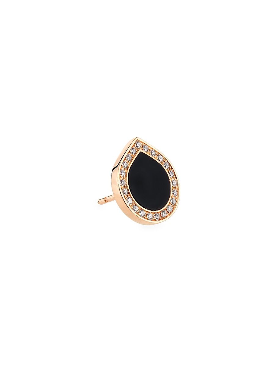 Women's Antifer 18K Rose Gold, Gemstone & 0.08 TCW Diamond Single Stud Earring - Onyx