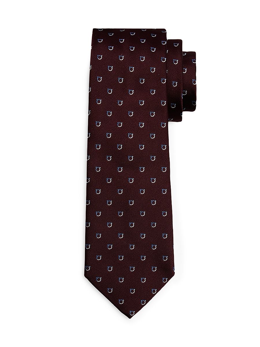 Men's Silk Jacquard Gancini Tie - Red