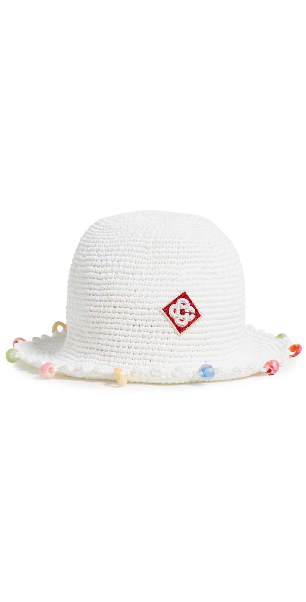 Casablanca Beaded Crochet Hat White M/L