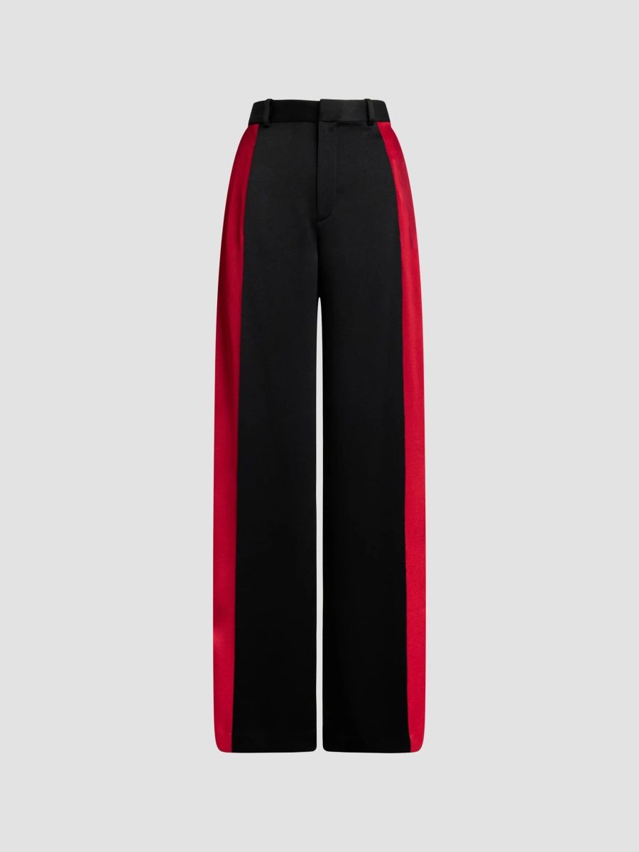 Polo Ralph Lauren Women's Crepe Wide-Leg Tuxedo Pants - Black - Size 8
