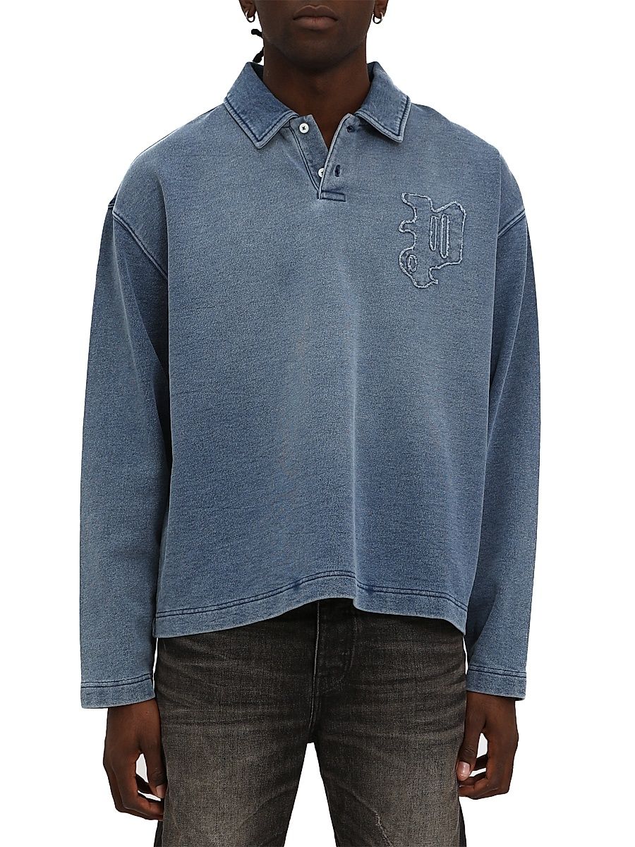 Men's Fleece Crossback Polo Shirt - Blue - Size XL