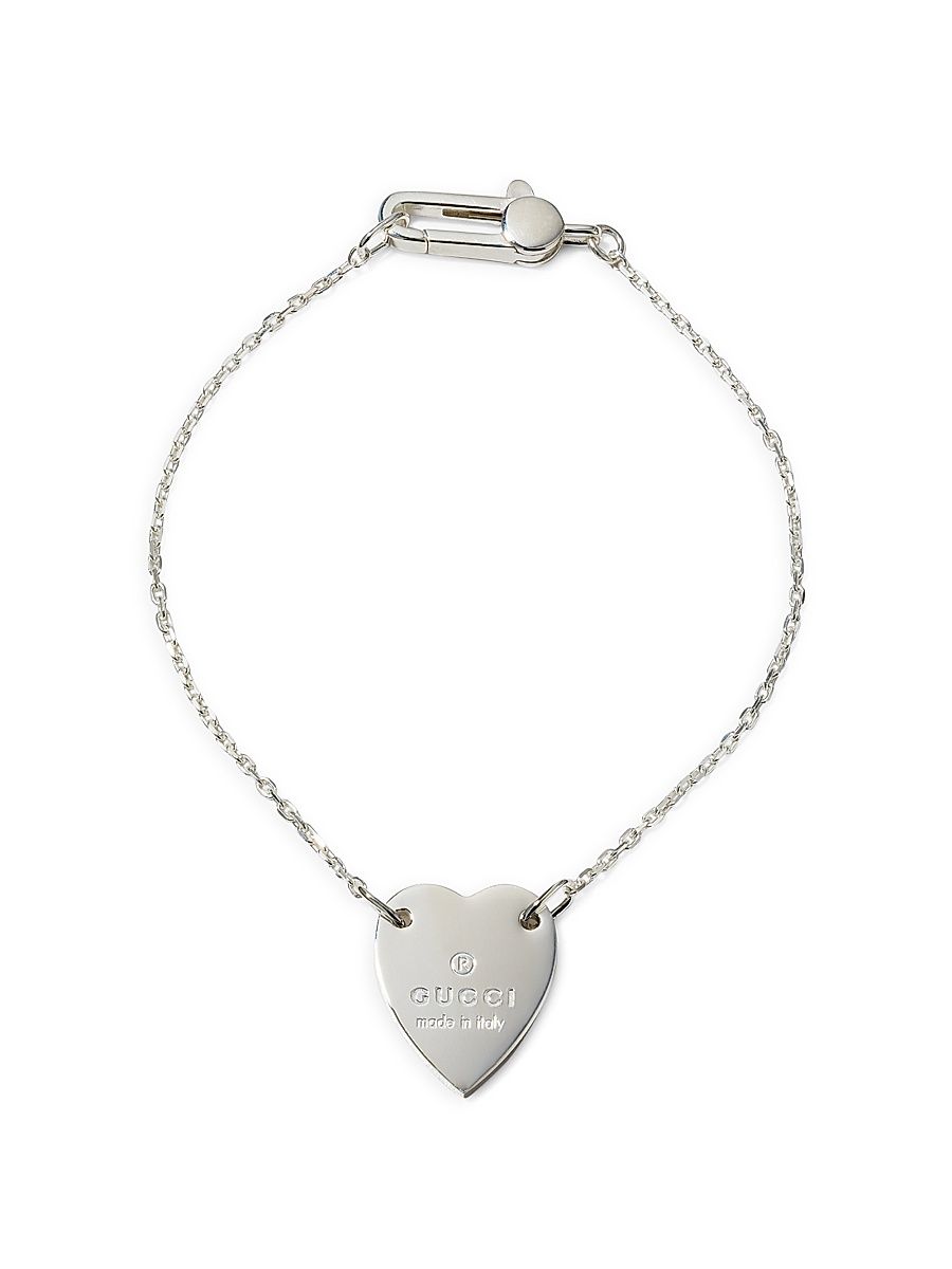 Women's Heart Charm Sterling Silver Bracelet - Silver