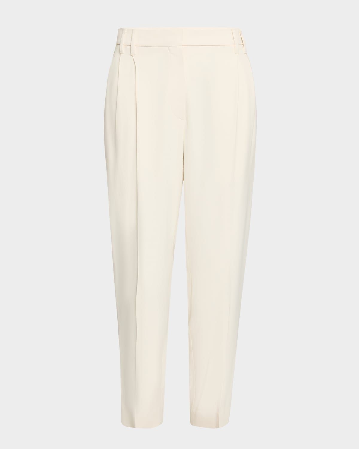 Pleated Canvas Twill Tailored Pants