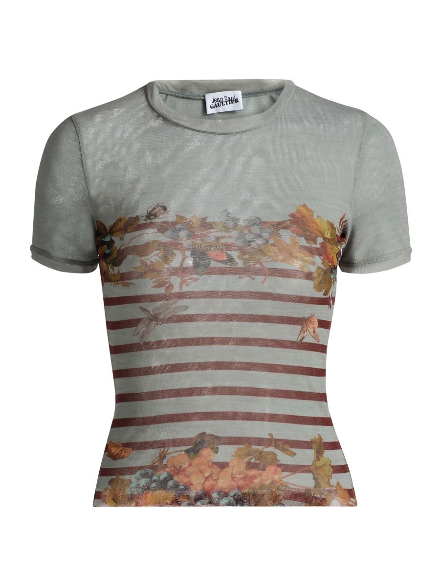 Jean Paul Gaultier Women's Printed Knit Top - Light Blue Multicolor - Size XS