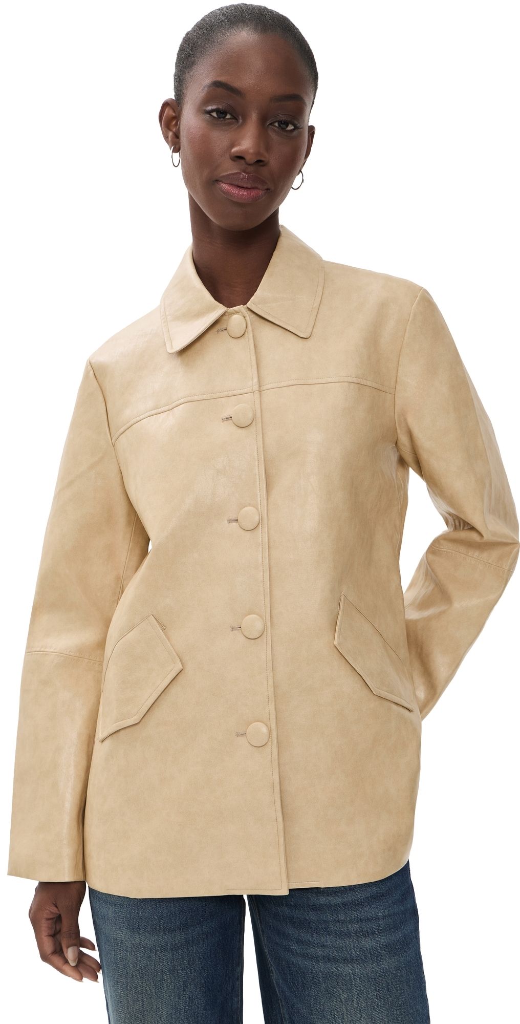 Muse Assembly Maggie Faux Leather Jacket Ochre XS