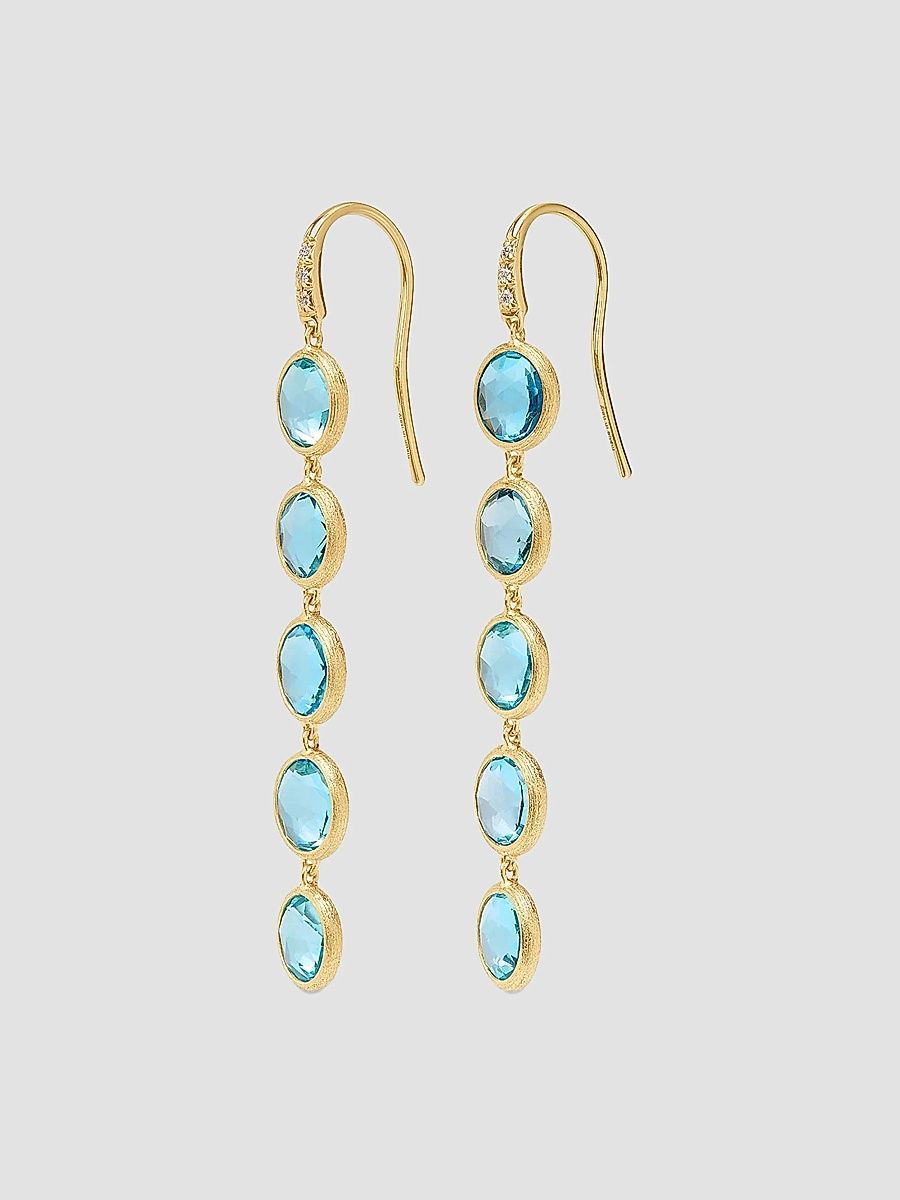 Marco Bicego Women's Jaipur Color 18K Yellow Gold, Blue Topaz & 0.03 TCW Diamond Five-Drop Earrings - Yellow Gold