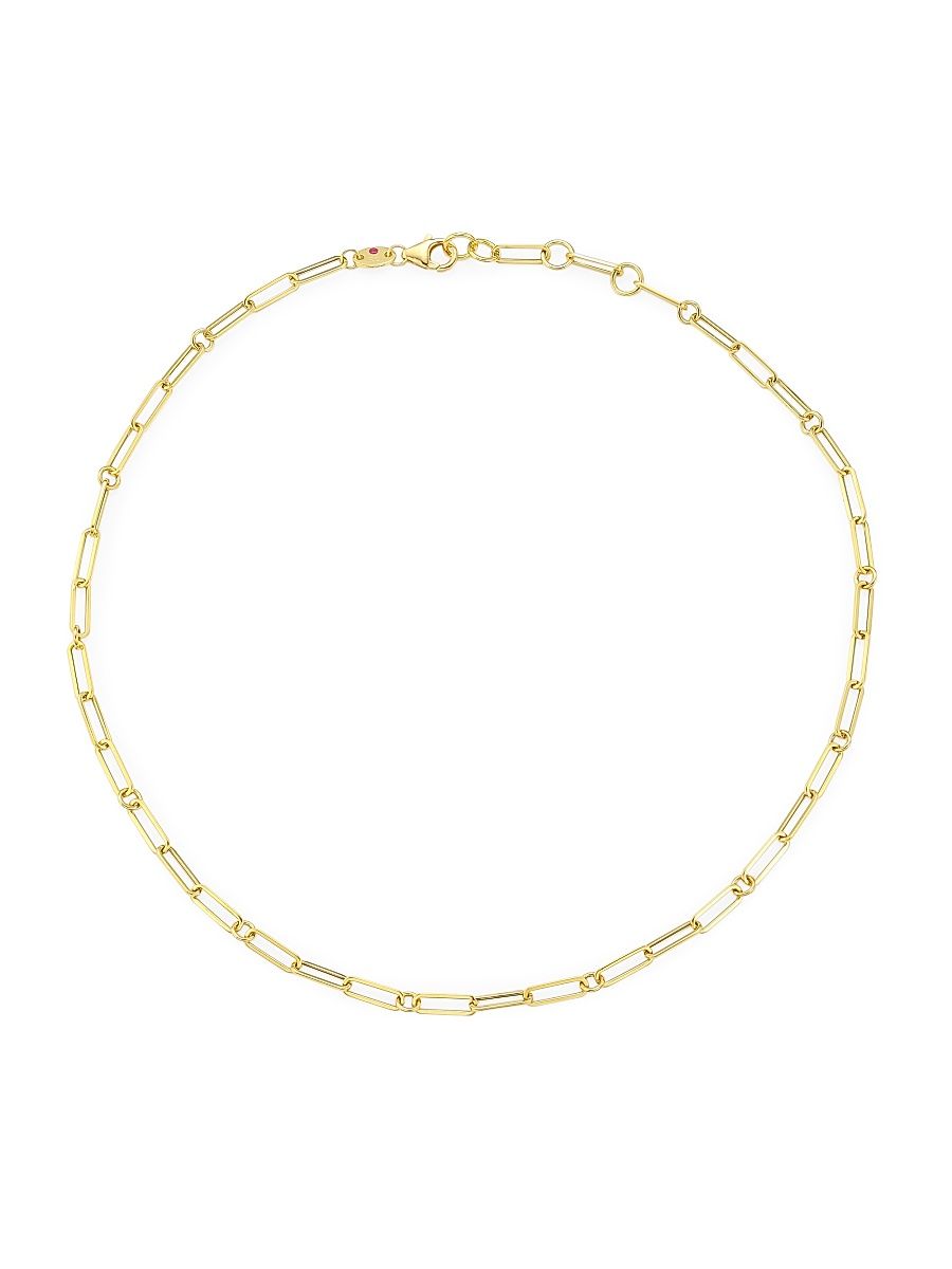 Women's 18K Yellow Gold Paper Clip Chain Necklace - Yellow Gold - Size 33