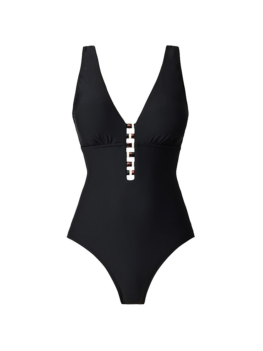 Women's Solid Darly One-Piece Swimsuit - Black - Size 16