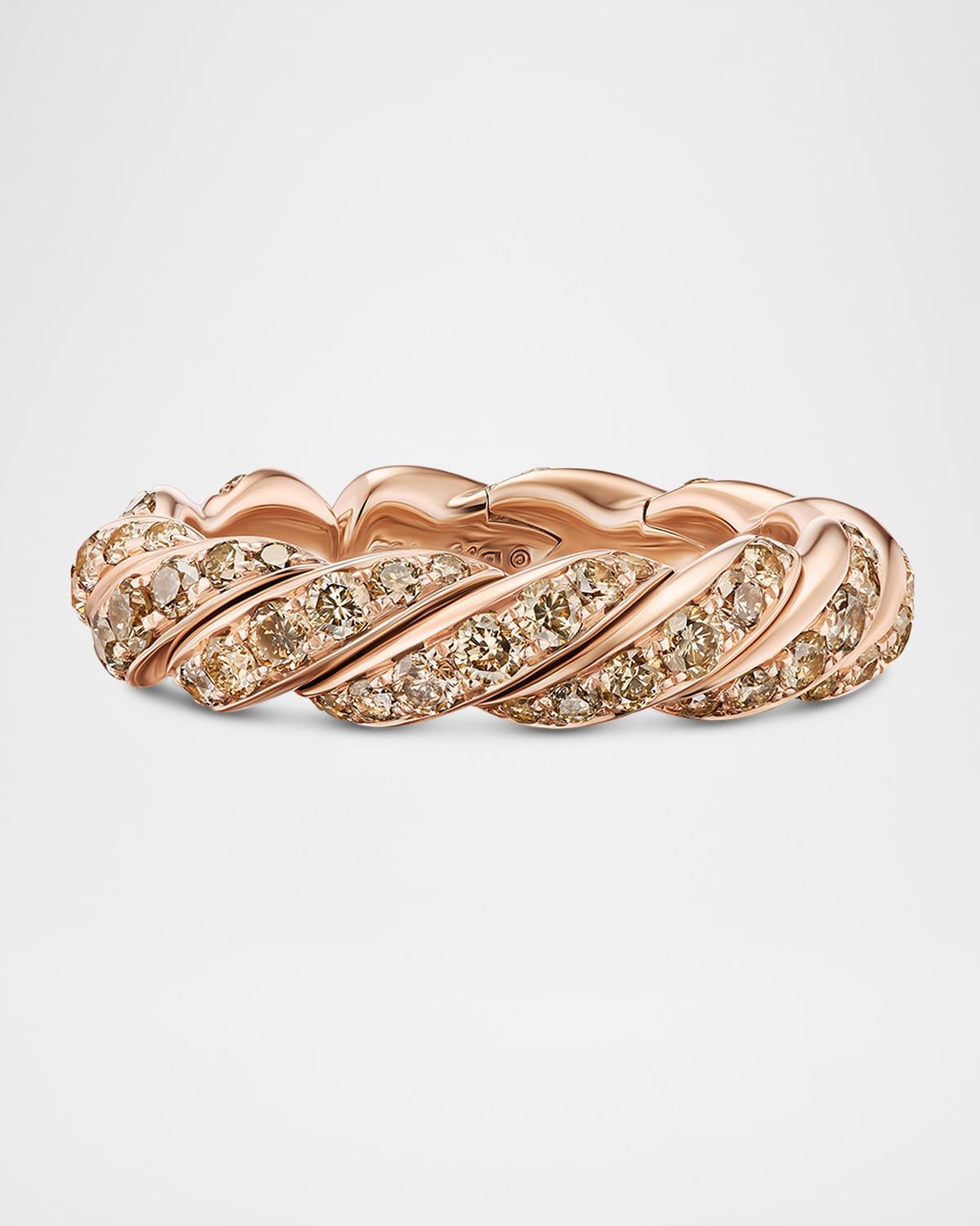 Sculpted Cable Flex Band Ring with Diamonds in 18K Gold
